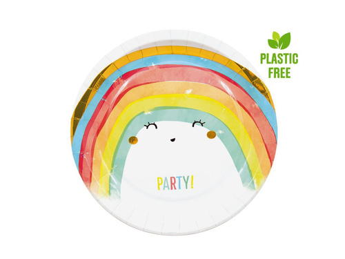 Papírtányérok születésnapra Rainbow - 23 cm - 8 db.