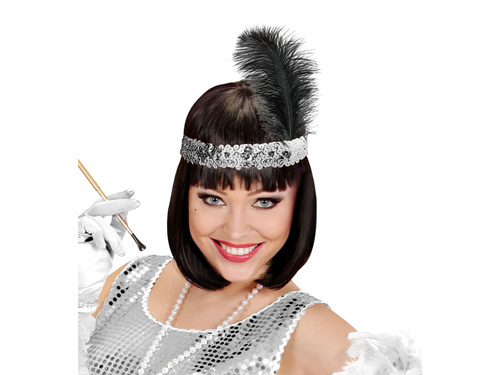 Retro ezüst toll és flitteres fejpánt - 1 db.