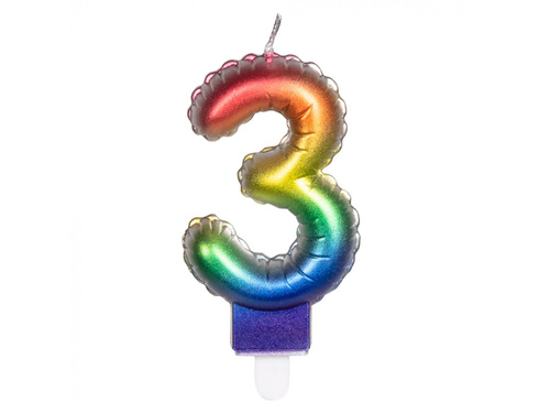 Színes számgyertya - 3 - három