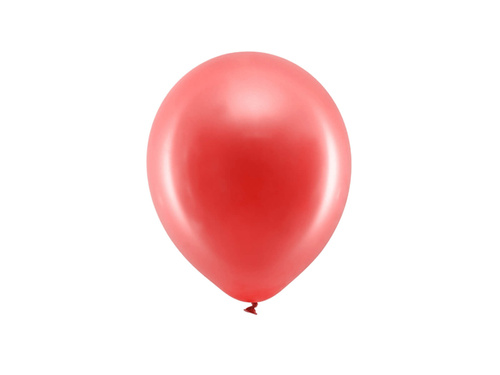 Szivárvány metál piros lufi - 23 cm - 100 db.