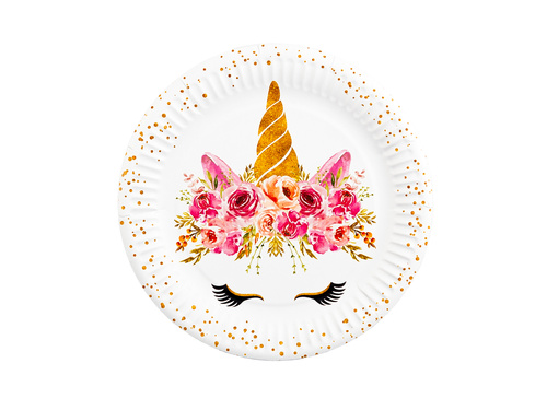 Egyszarvú születésnapi papírtányér - 18 cm - 6 db.