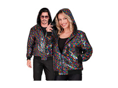 Party flitteres kabát - kapucnis bomber - többszínű