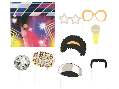 Disco fotó kellék háttérrel - 6 db.