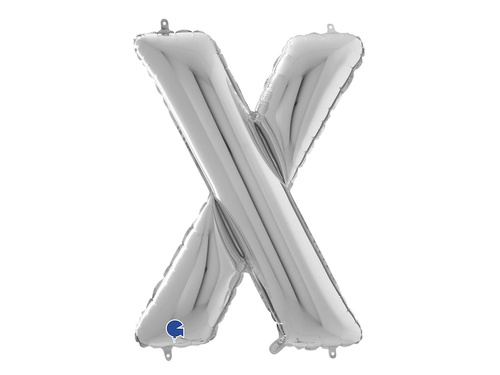 Fólia lufi ezüst X betű - 66 cm - 1 db.