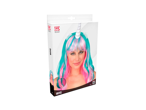 Egyszarvú paróka kék és rózsaszín