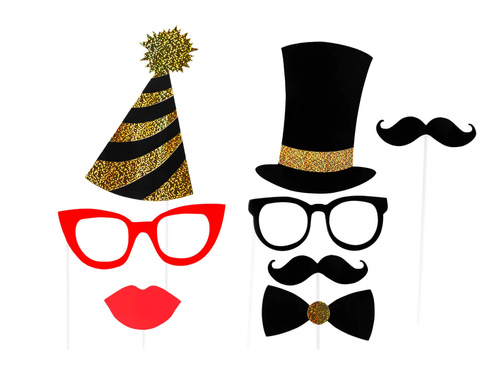 Fotó kellékek + fóliás lufi keret - 13 db.