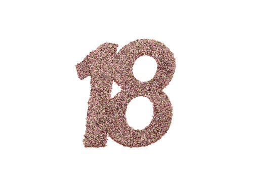 Glitter asztali dekoráció szám 18 rózsaszín arany - 6 cm - 6 db.