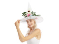 Boszorkány kalap virágokkal Halloweenre - 1 db.