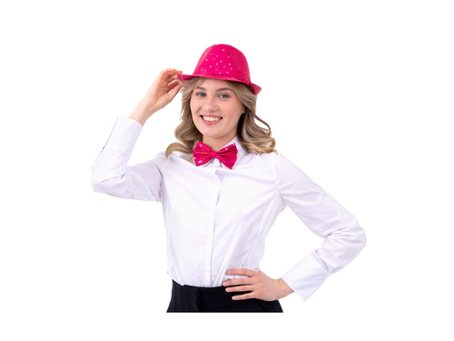 Rózsaszín flitteres csokornyakkendő - 7 x 12 cm - 1 db.