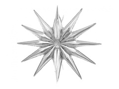 3D ezüst csillag fólialufi - 50 x 46 cm - 1 db.