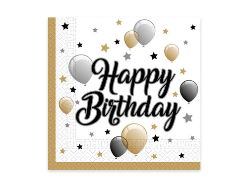 Születésnapi szalvéták lufi és csillagok - 33 cm - 20 db.