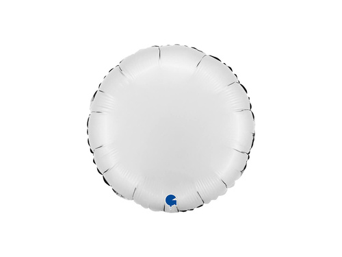 Fehér szatén kerek fólialufi - 14" - 1 db.