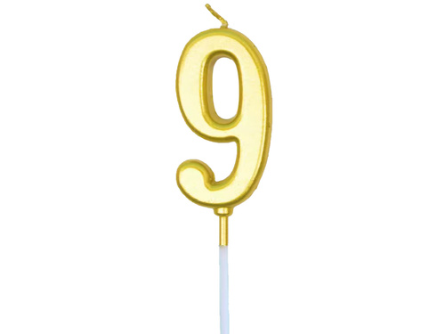 Arany számgyertya - 9 - 1 db.