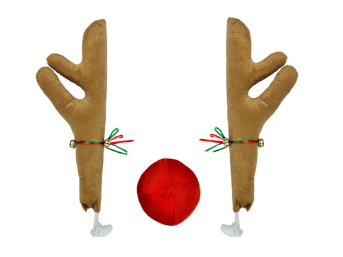 Autódísz Barna rénszarvas szarvak és orr - 1 szett.