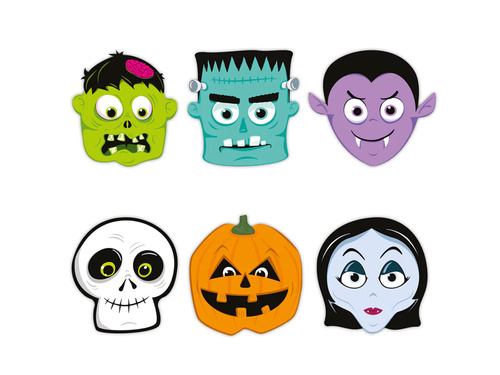 Szörnyek papírmaszk Halloweenre - 6 db.
