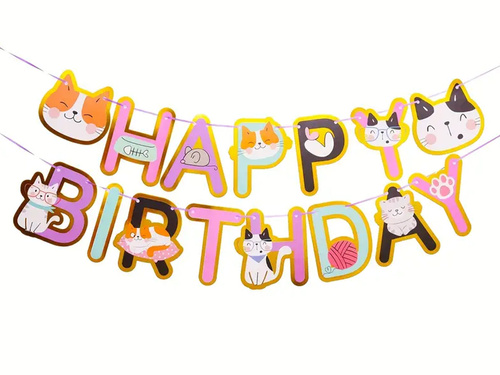 Boldog születésnapot macskák banner - 5m - 1 db.