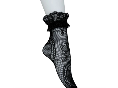 Fekete csipkés zokni fodrokkal