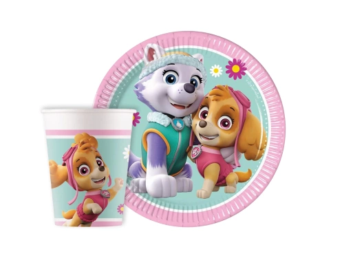 Psi Patrol Skye és Everest születésnapi pohár + papírtányér készlet - 16 db.