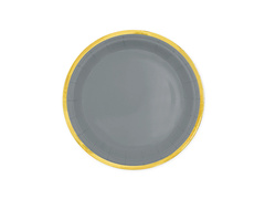 Szürke papírtányérok arany peremmel - 18 cm - 6 db.