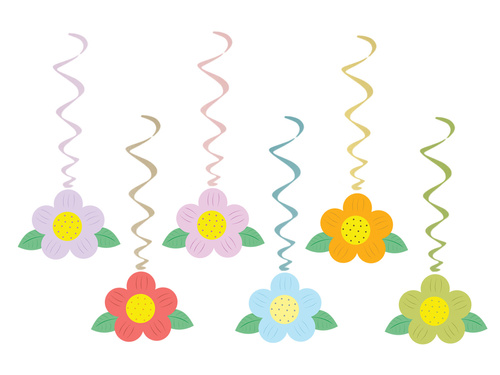 Akasztós dekoráció Tavaszi virágok - 6 db.