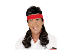 Piros sport zenekar fekete göndör hajjal