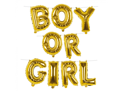 Fiú vagy lány arany füzéres fólialufi - 4 m - 1 szett