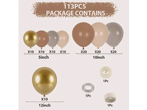 Zestaw balonów do girlandy balonowej boho - 113 szt.