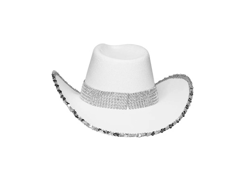 Fehér flitteres cowboy kalap - 1 db.