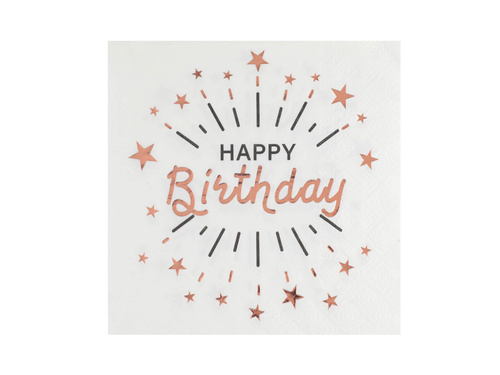Boldog születésnapot szalvéta fehér - 33 cm - 10 db.