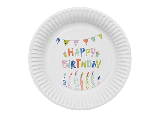 Boldog születésnapot papírtányér - 23 cm - 8 db.