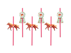 Születésnapi szívószálak lovak - 6 db.