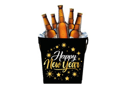 Boldog új évet fém italhűtő vödör - 19 x 23 cm - 1 db.