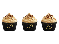 Csillogó cupcake liners hetvenedik születésnapra - 6 db.