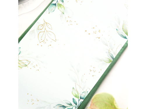 Asztali futó dekoráció zöld levelekkel - 28 cm x 275 cm - 1 db.