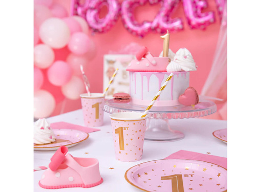 Rózsaszín születésnapi papírpoharak - 220 ml - 6 db.