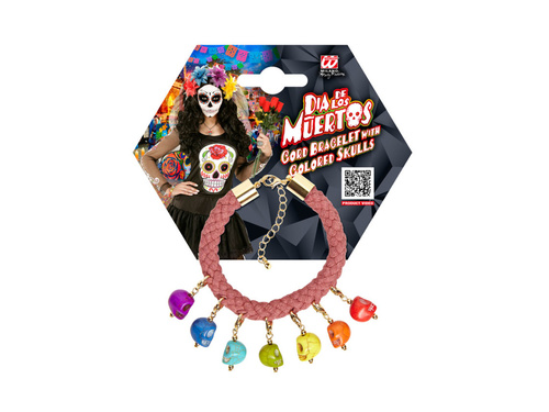 Zsinór karkötő 7 színes koponyával