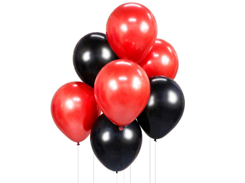 Piros és fekete lufik készlete - 30 cm - 7 db.