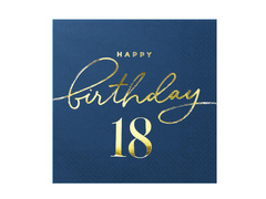 Tizennyolcadik születésnapi szalvéta tengerészkék - 33 cm - 10 db.