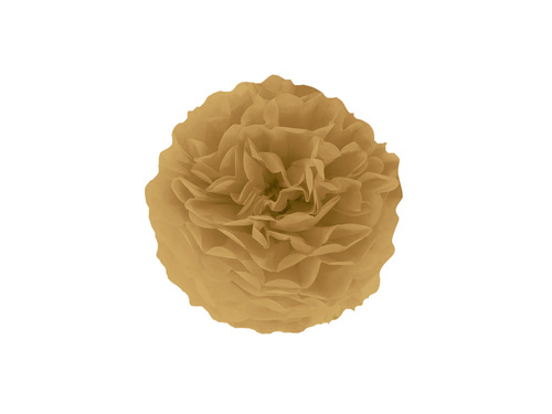 Függő pom pom virág dekoráció - aranybarna - 25 cm - 1 db.