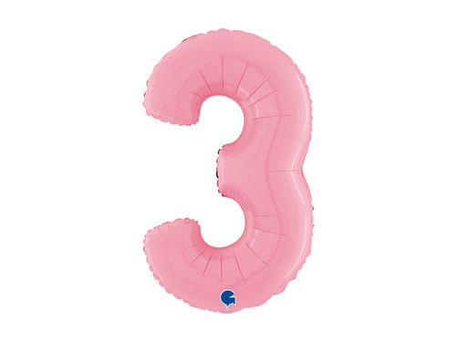Fólia lufi szám 3 pasztell rózsaszín - 26" - 1 db.