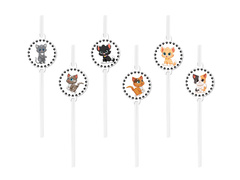 Macska születésnapi szívószálak - 6 db.