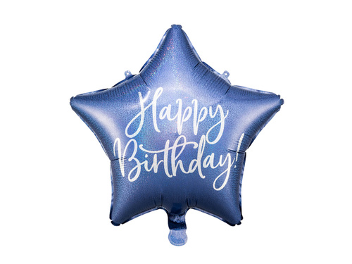 Boldog születésnapot tengerészkék csillag fólialufi - 40 cm - 1 db.