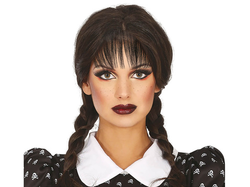 Paróka fekete copfokkal és rojtokkal - 1 db.