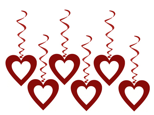 Gyöngy szívek Valentin-napra - 75 cm - 6 db.