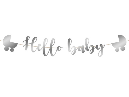 Hello Baby banner ezüst - 110 cm - 1 db.
