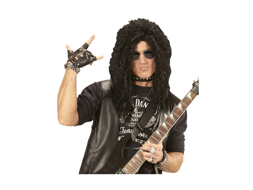 Hard Rock fekete göndör paróka