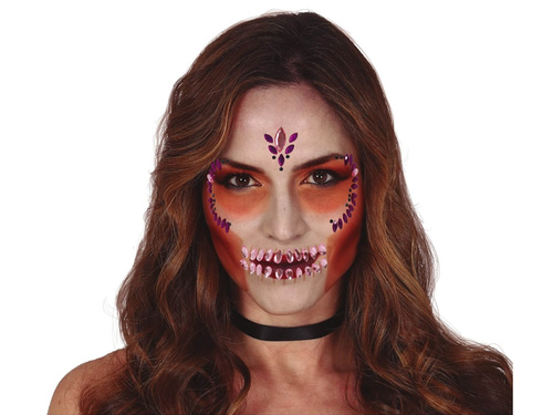 Öntapadós arc matricák Skull lila