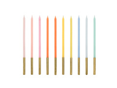 Pasztell születésnapi gyertyák - 14 cm - 10 db.