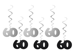Függő dekoráció örvények 60. születésnap - 6 db.