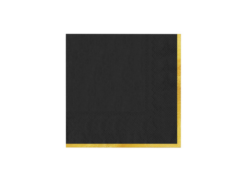 Fekete papírszalvéta aranyszegéllyel - 33 cm - 10 db.
